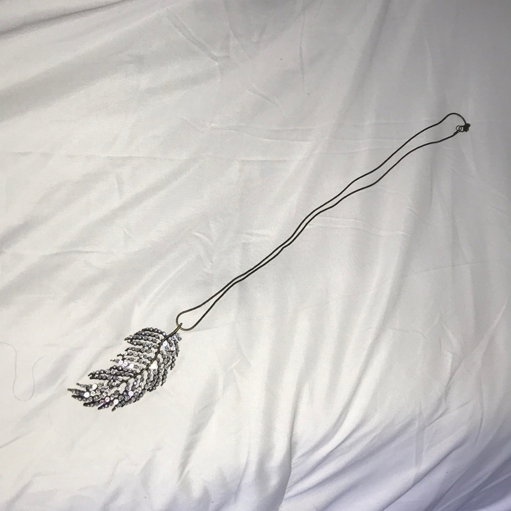 Gold and Silver Feather Long Neclace